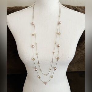 Women’s long 2 layer neutral color necklace
